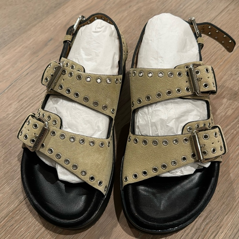ISABEL MARANT
Ophie eyelet-embellished buckled suede sandals